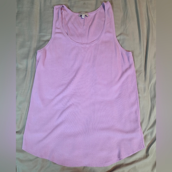 Skies Are Blue Tops - Skies Are Blue Curvy Ribbed Knit Tank Round Neck Lavender Plus Size 3X